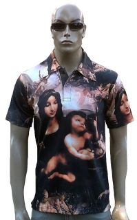 Leonardo da Vinci MADONNA HEAVEN Religion Tattoo Designer Polo T Shirt