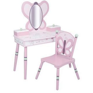 Levels of Discovery Butterfly Vanity Dress Up PURPLE PINK Makeup Table