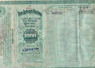 Lehigh Valley Railroad Co Vintage Gold Bond Stock 1940s