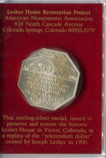 Silver Lesher House Restoration Medal Colorado