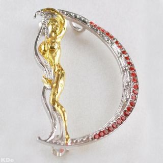 Pin Necklace Pendant Gold Silver Gems Letter D Art Deco