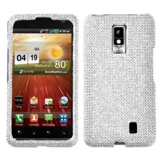 For LG Spectrum Crystal Diamond Bling Case Snap on Phone Cover Silver