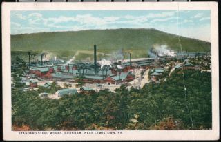 Steel Works Factory Vintage Lewistown Postcard Early Old PC