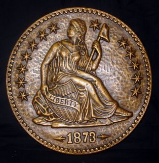 1873 Sitting Liberty Silver Dollar Wall Plaque