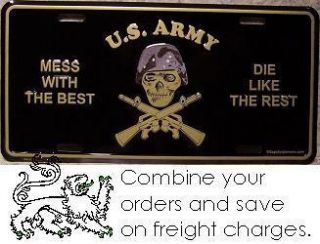 Aluminum Military License Plate Mess with The Best Army