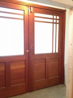 8x8 Custom 9 Frosted Light French Doors Wood Fir