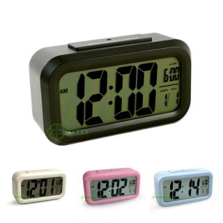 Light Sensitive LCD Digital Snooze Alarm Clock with White LED
