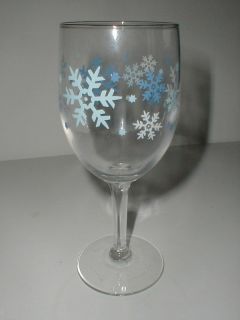 Libbey Glass Blue White Snowflake Clearly Winter Goblet
