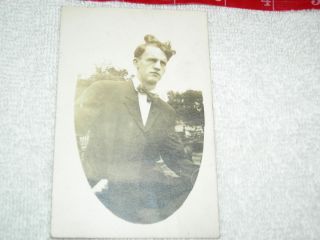 Vintage Undersized Real Photo Postcard  Lesher Family    Man in bowtie