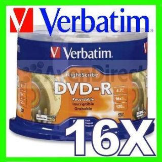 50 Verbatim 16x Lightscribe DVD R Gold V 1 2 Blank Media DVD 96166