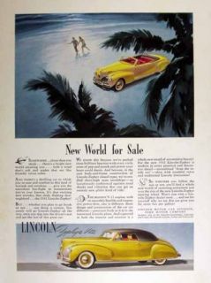 1941 Yellow Lincoln Zephyr Car New World for Sale Ad