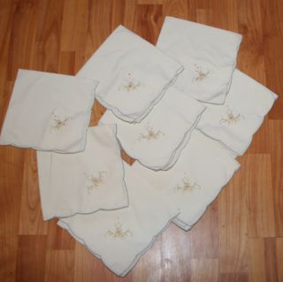 Table Linens Cream Colored Embroidered Set of 8