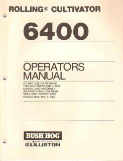 Bush Hog Lilliston 6400 Rolling Cultivator Operators Manual