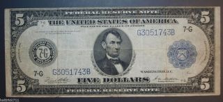 US $5 Five Dollars Federal Reserve Banknote Abraham Lincoln C