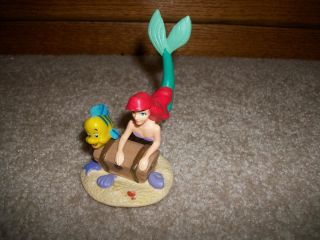 Disney Little Mermaid Ariel Flounder w Treasure Chest PVC Cake Topper