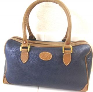 Classic Liz Claiborne Handbag Purse Blue and Brown Leather Nice