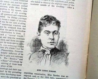 Lizzie Borden Axe Hatchet Murders Fall River Massachusetts Print 1892