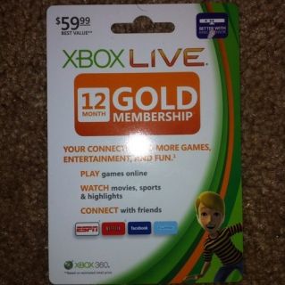 Xbox Live 12 Month Gold Membership 360 1 Year Subscription Code FREE