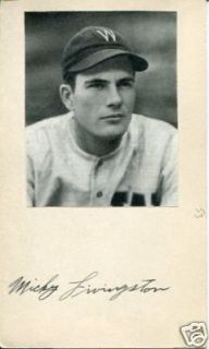 Signed Autograph Index Card Mickey Livingston 1938