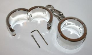 Deluxe Locking Metal Wrist Cuffs Heavy Shackles Handcuffs Restraints