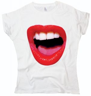 Lips Teeth Graphic Design Art Pop Funny White T Shirt