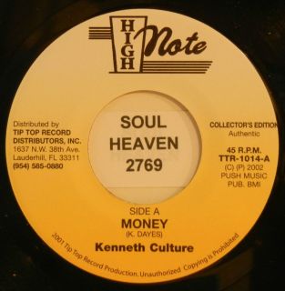 Kenneth Culture Money High Note Records Reggae Roots 45 Listen