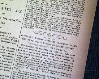 1888 Newspaper Hatfields McCoys Feud Hillbilly War Battle of Grapevine