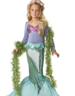 Little Mermaid Girls Child Dress and Headband Outfit Halloween Costume