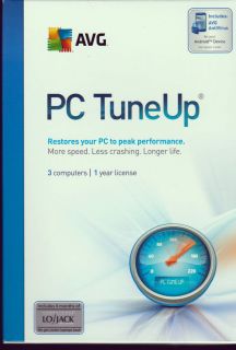 PC Tuneup Clean Optimize Tune Up 1 Year 3pcs Lojack Android AV