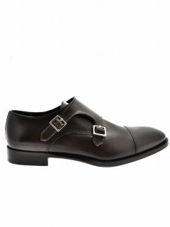 Double Monk Strap Mens Shoes Longhi 161030 Baron Dark Brown Leather
