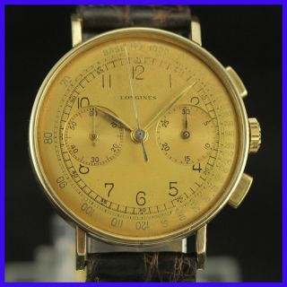 Vintage Longines Chronograph Cal 13ZN 18K Solid Yellow Gold Men Watch