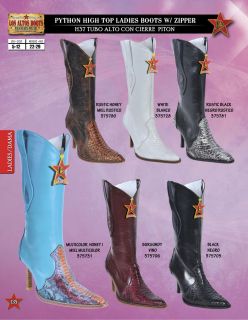 Los Altos Genuine Python Ladies High Tops Boots w Zipper Diff Colors