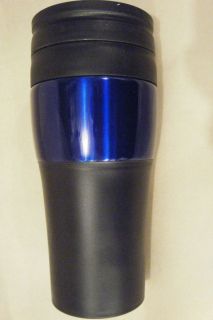 New 16 oz Travel Coffee Mug Insulated Drink Cup Black Blue Slide Lid