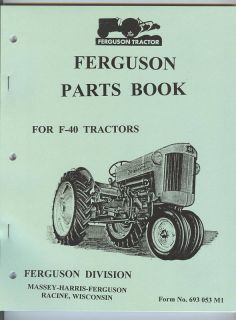 Ferguson F 40 Tractor Parts Book Massey Harris