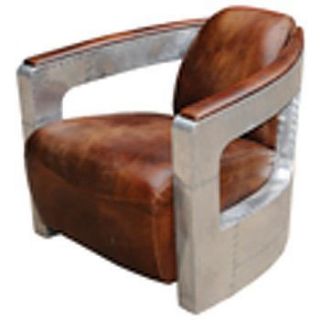 Atlantic Coupe Chair Polished Nickel Distressed Vintage Leather