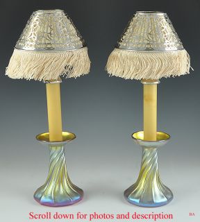 Louis Comfort Tiffany Favrile Glass Sterling Lamps C1910