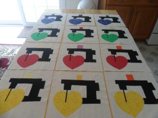 Large Long Arm Sewing Machine Quilt Blocks Big Colorful Hearts