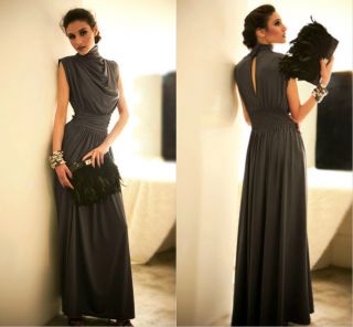 key Luxury Gorgeous Romantic Stand Collar Waisted Evening Gown Long