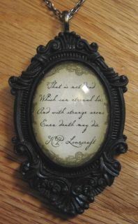 Lovecraft Cthulhu Poem Victorian FRAMED Glass CAMEO necklace PENDANT