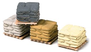 HO Scale 12 Pallets of Colored Sacks Painted