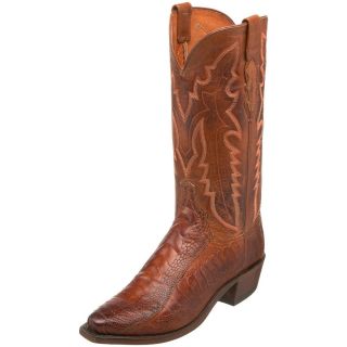 Lucchese 1883 Mens Brandy Camio Real Ostrich Leg Leather Cowboy Boots