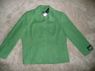NWT Louben Green Wool / Cashmere Blend Blazer Jacket 16W Made in Italy