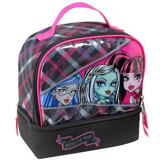 NWT Plaid MONSTER HIGH Insulated LUNCH BOX Tote Bag Ghoulia Frankie