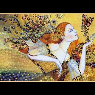 Mixed Media Fairy Butterfly Art Nouveau Fantasy Story Book Lusk