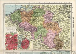 Large 1940 Philips Map of Belgium Luxemburg France