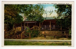 Postcard of Henry Lytton Hall at Camp Gray in Saugatuck Michigan