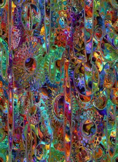 Textile Artist Made Decor Fabric Panel Abstract Pattern Kaleidoscope