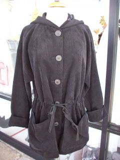 Lunn for Lilith of Francecorduroy Jacket with Hood Black NWT