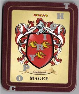 Magee Irish Family Heraldic Coat of Arms Crest Coasters