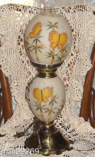 Fenton 19 Princess Lamp Butterflies & Bamboo 1981 82 Reduced for the